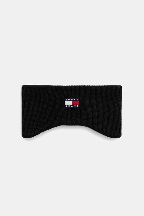 Tommy Jeans opaska na głowę bawełniana kolor czarny AW0AW17898