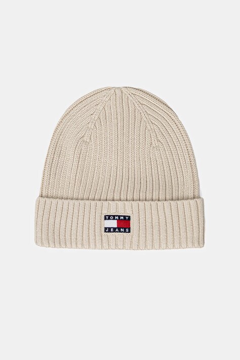 Bavlněná čepice Tommy Jeans béžová barva, AW0AW17899