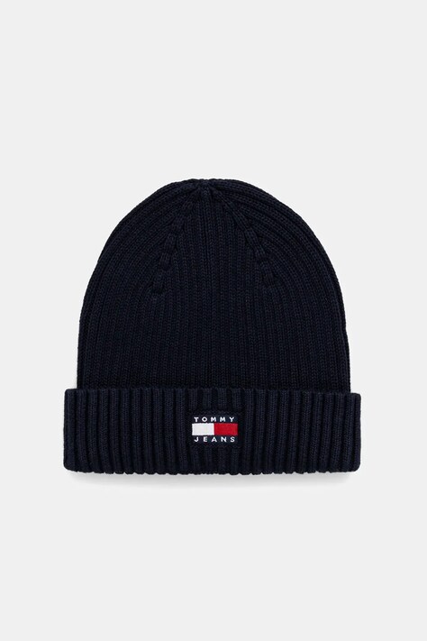 Bombažna kapa Tommy Jeans mornarsko modra barva, AW0AW17899