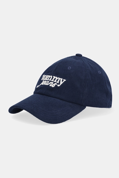Tommy Jeans cappello con visiera in velluto a coste colore blu navy AW0AW17908