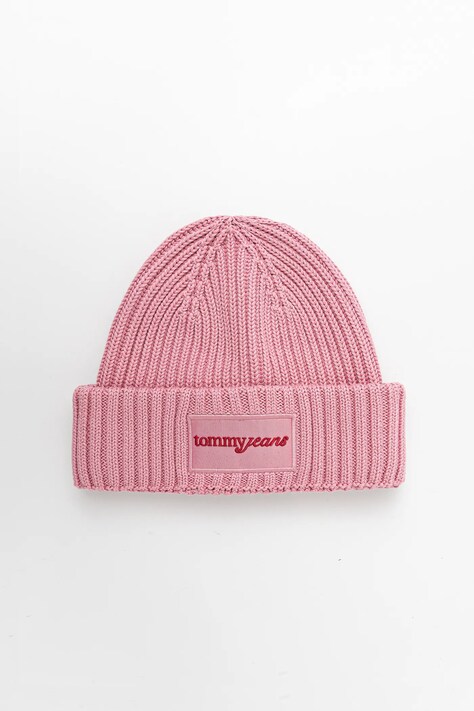 Tommy Jeans czapka bawełniana kolor różowy AW0AW17909