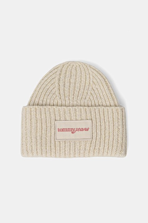 Tommy Jeans czapka z dodatkiem wełny kolor beżowy AW0AW17984