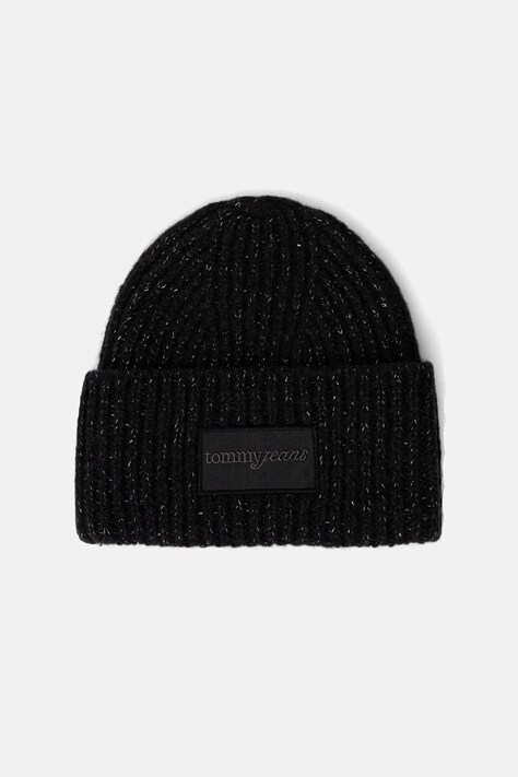 Čepice s příměsí vlny Tommy Jeans černá barva, AW0AW17984