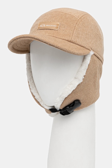 Armani Exchange czapka z daszkiem z dodatkiem wełny kolor zielony XW001505 AF16216