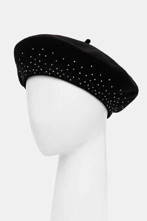 Emporio Armani beret wełniany kolor czarny EW003512 AF20033