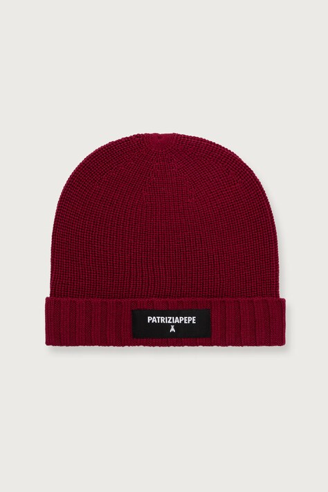 Patrizia Pepe beanie pentru femei burgundia 2F0111 K9O3A