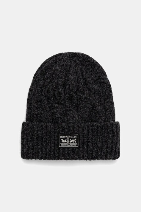 Levi's czapka z domieszką wełny kolor czarny 004D4