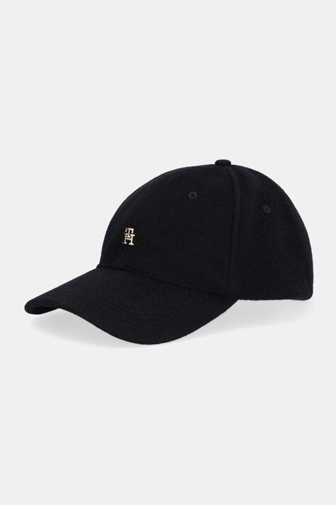 Tommy Hilfiger czapka z daszkiem wełniana kolor czarny AW0AW17773