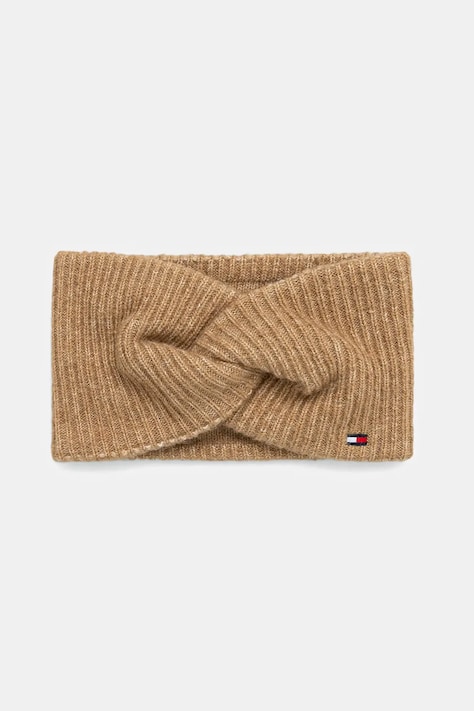 Tommy Hilfiger opaska na głowę z dodatkiem wełny kolor beżowy AW0AW17778
