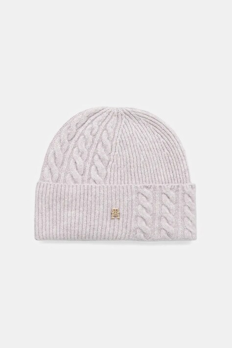 Čepice s příměsí vlny Tommy Hilfiger fialová barva, AW0AW17784