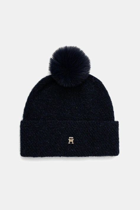 Tommy Hilfiger czapka z dodatkiem wełny kolor granatowy AW0AW18178