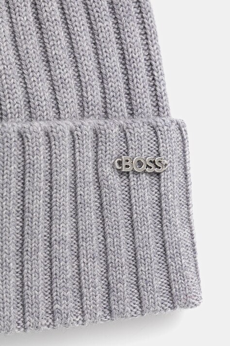 Вовняна шапка BOSS Lonie_Hat — AW25-CAD09P, сірий — фото 3