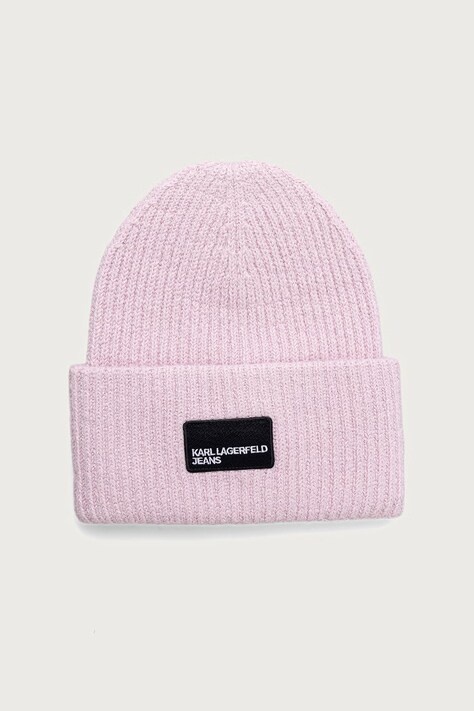 Karl Lagerfeld Jeans Beanie kapa z dodatkom volne roza A4W33079