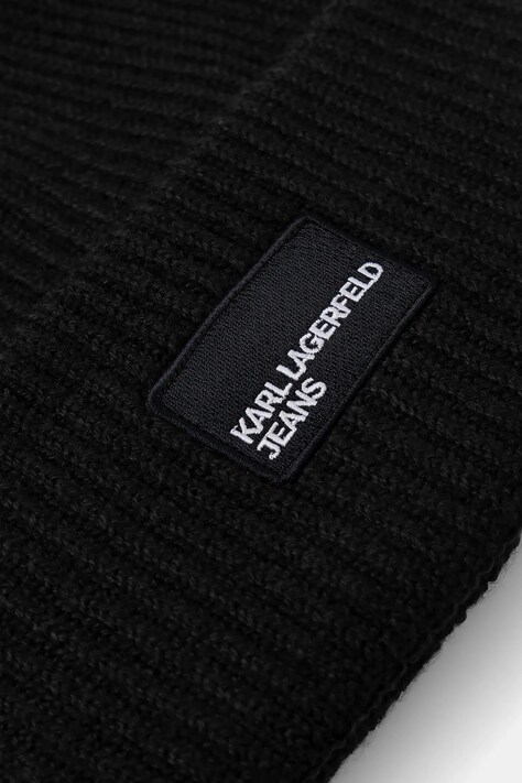 Karl Lagerfeld Jeans шапка beanie з додаванням вовни — AW25-CAD0B4, чорний — фото 3