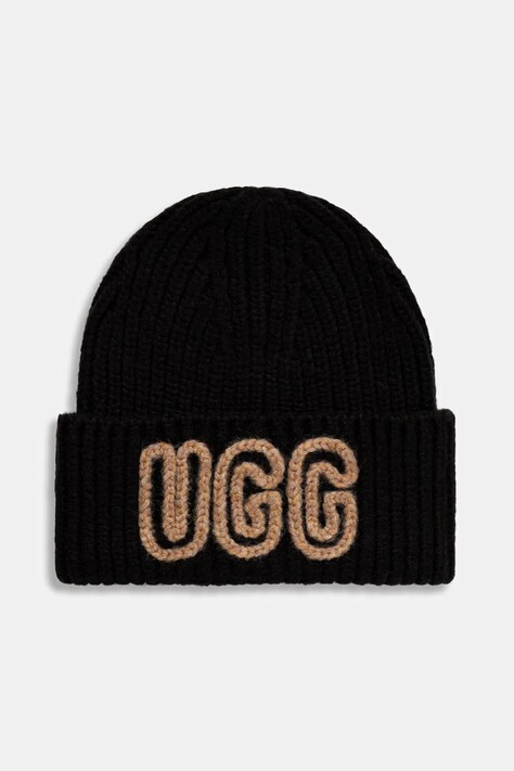 UGG sapka gyapjú keverékből CHUNKY fekete, 102345