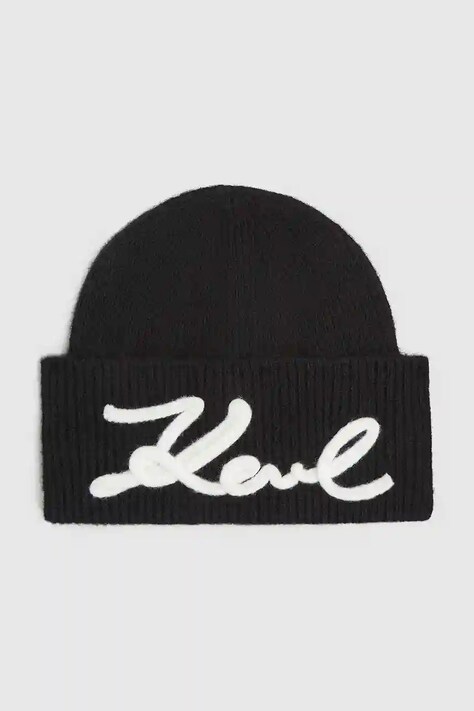 Шапка з домішкою вовни Karl Lagerfeld колір чорний A4W33009