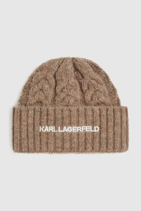 Karl Lagerfeld czapka kolor beżowy A4W33012