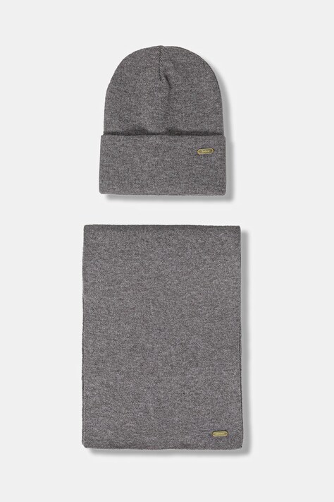 Barbour czapka i szalik kolor brązowy LGS0097