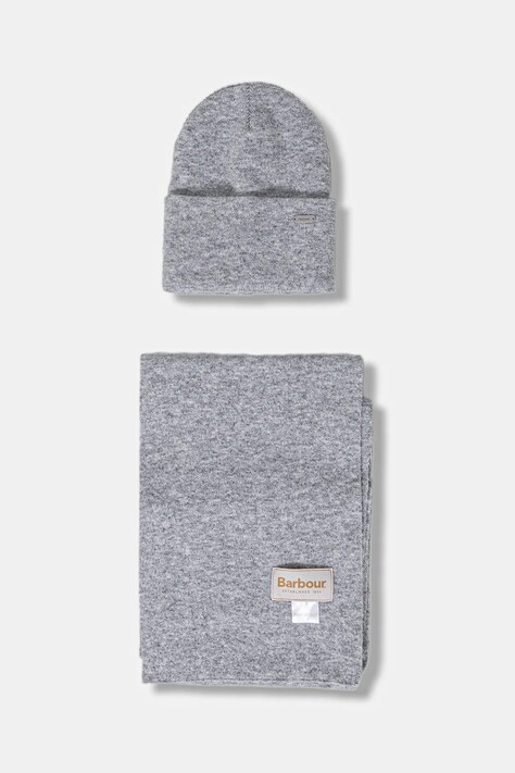 Barbour pălărie și eșarfă culoarea gri, LGS0097