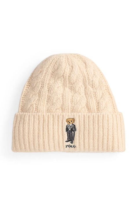 Čepice s příměsí vlny Polo Ralph Lauren béžová barva, 455P04647