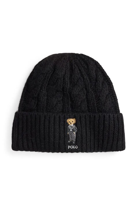Kapa z dodatkom volne Polo Ralph Lauren črna barva, 455P04647