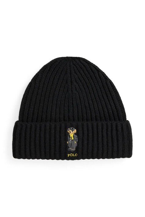 Volnena kapa Polo Ralph Lauren črna barva, 455P04659