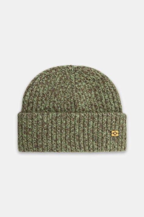 GANNI pălărie din amestec de lână Melange Brushed Mohair culoarea verde, A7097