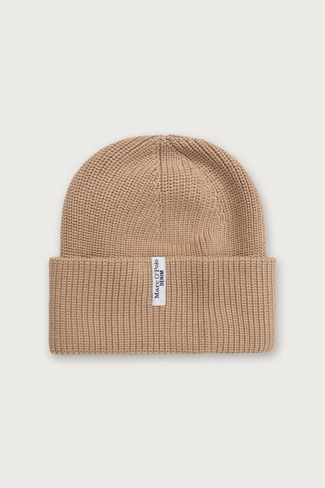 Marc O'Polo Czapka beanie damska bawełniana beżowa 5000007169