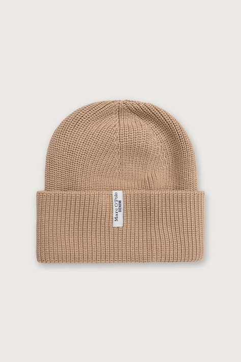 Marc O'Polo Czapka beanie damska bawełniana beżowa 5000007169