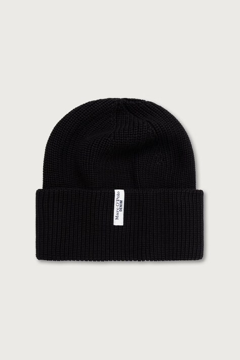 Marc O'Polo Czapka beanie damska bawełniana czarna 5000007169