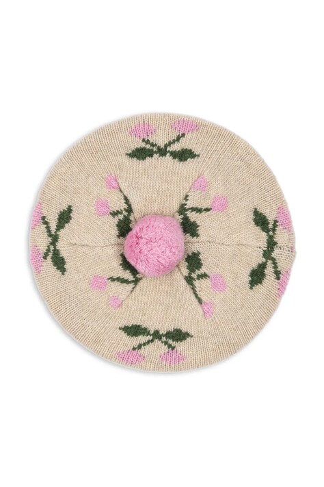 Konges Sløjd beret dziecięcy BELOU KNIT BERET kolor beżowy KS101423