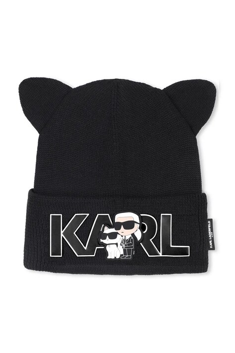 Detská čiapka Karl Lagerfeld čierna farba biela, Z31012