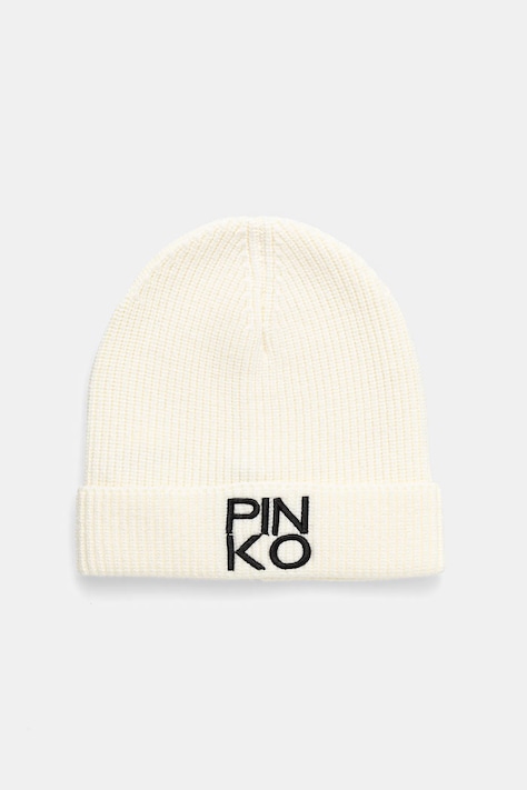 Pinko czapka kolor kremowy KFCP003.C.FL085