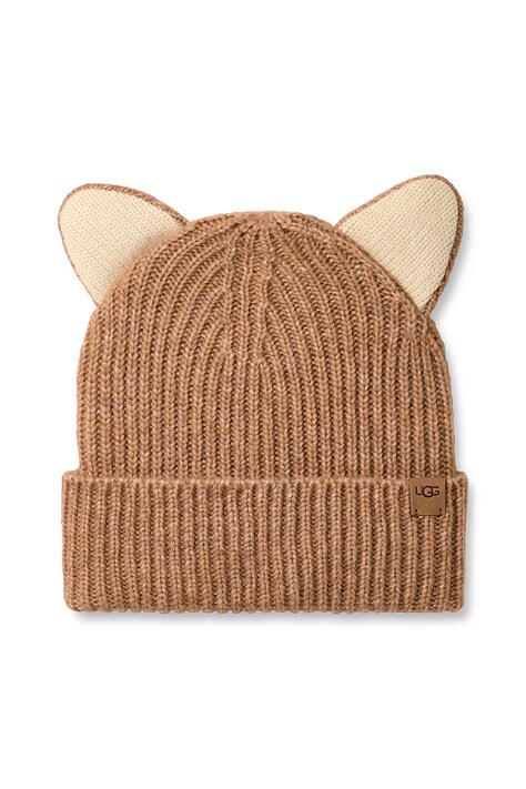 Παιδικός σκούφος από μείγμα μαλλιού UGG CHUNKY CAT BEANIE χρώμα: καφέ, 103088