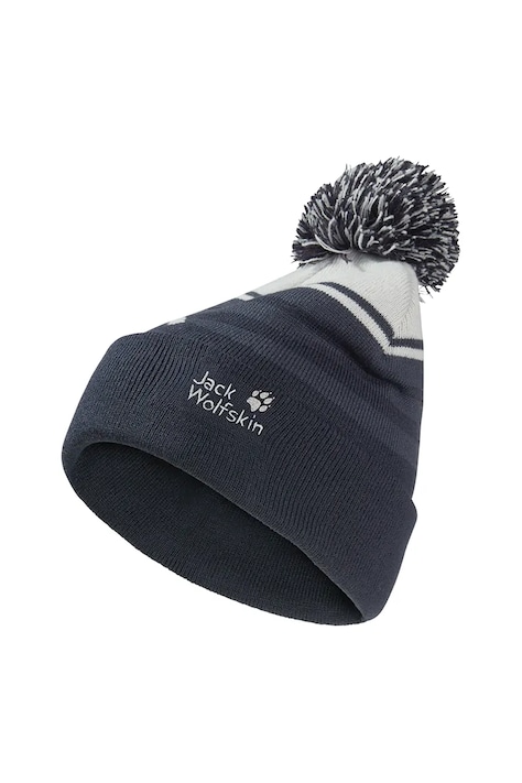 Jack Wolfskin Căciulă copii STRIPY POMPOM BEANIE K culoarea bleumarin, A65252