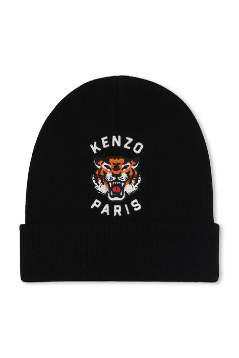 Kenzo Kids czapka z domieszką kaszmiru dziecięca kolor czarny K61216