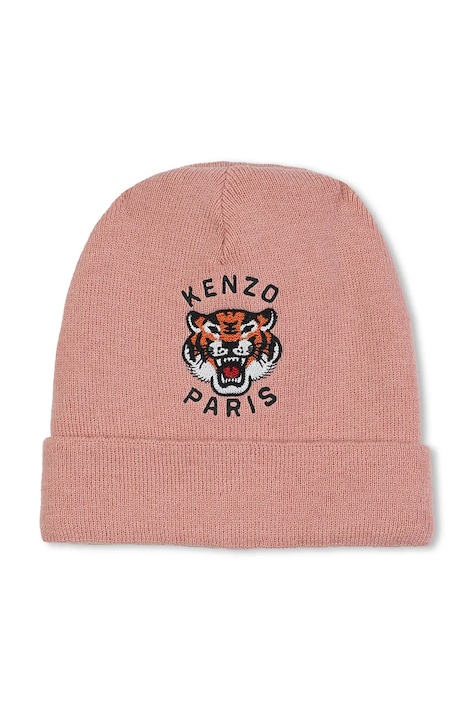 Detská čiapka s prímesou kašmíru Kenzo Kids ružová farba, K61216
