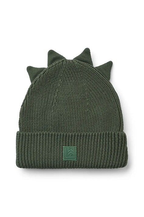 Liewood czapka bawełniana dziecięca Gina Dino Beanie kolor zielony LW20197