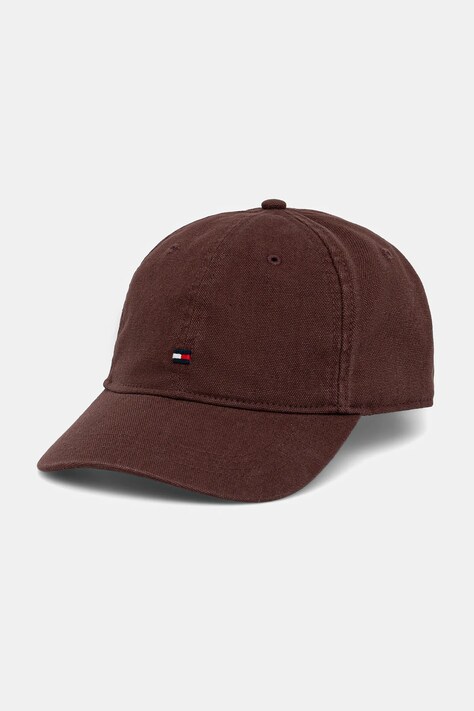 Хлопковая кепка Tommy Hilfiger цвет коричневый AM0AM13426