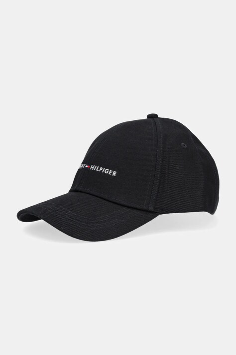Tommy Hilfiger czapka z daszkiem bawełniana kolor czarny gładka AM0AM13431
