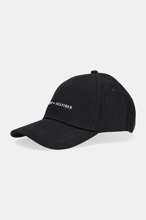 Bavlnená šiltovka Tommy Hilfiger čierna farba, jednofarebná, AM0AM13431