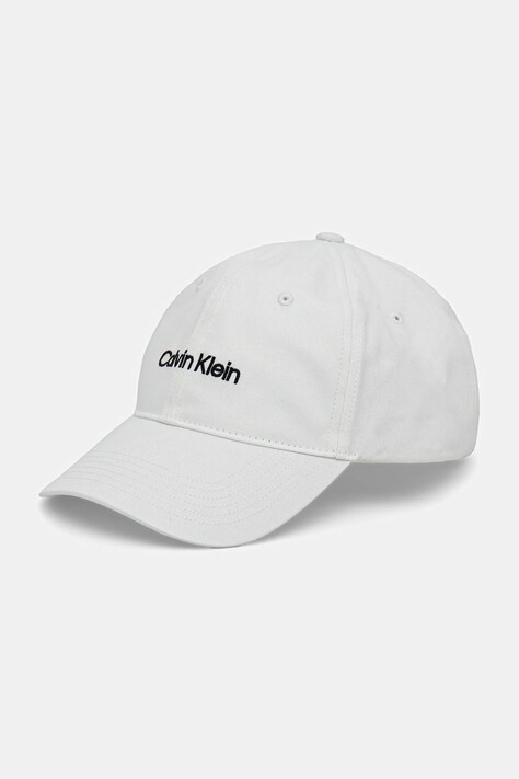 Bavlnená šiltovka Calvin Klein biela farba, s nášivkou, LV04D5003G