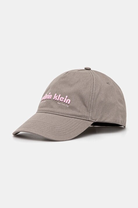Calvin Klein șapcă de baseball din bumbac culoarea gri, cu imprimeu, LV04G5061G