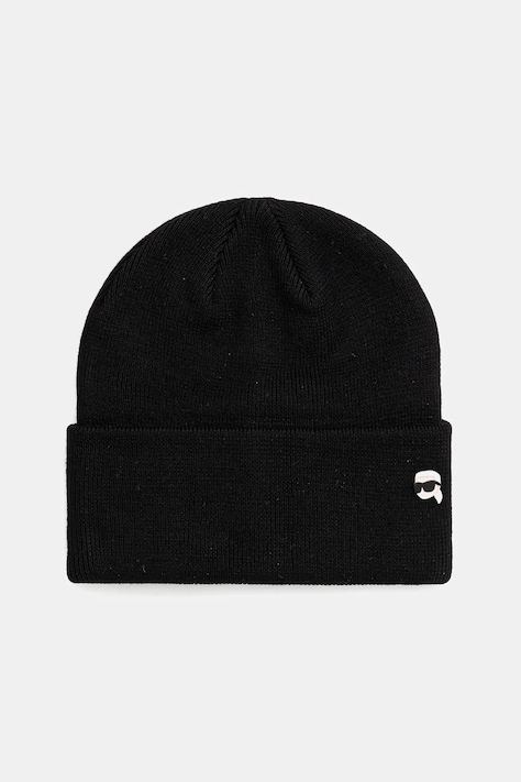 Karl Lagerfeld căciulă din amestec de lână IKON culoarea negru, din tricot gros, A3M33157