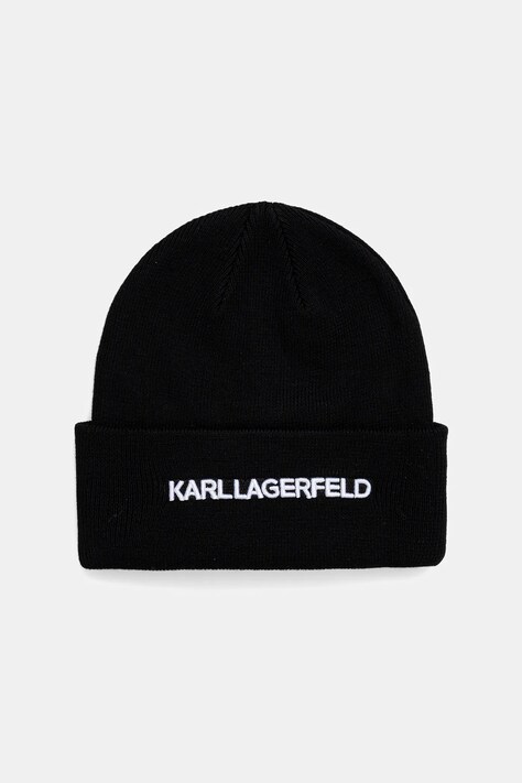Шапка с примесью шерсти Karl Lagerfeld цвет чёрный из толстого трикотажа A3M33159