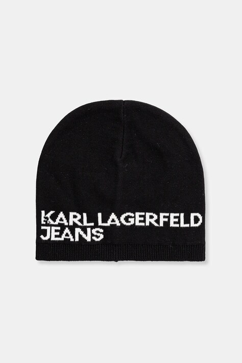 Bavlnená čiapka Karl Lagerfeld Jeans čierna farba, z tenkej pleteniny, bavlnené, A3M33113