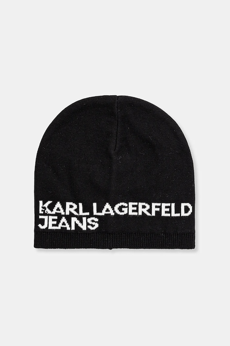 Bavlnená čiapka Karl Lagerfeld Jeans čierna farba, z tenkej pleteniny, bavlnené, A3M33113