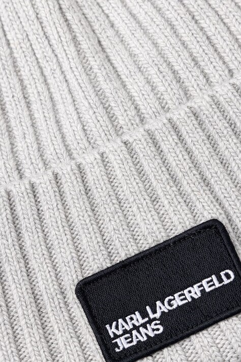 Karl Lagerfeld Jeans σκούφος ανδρικός από πρόσμιξη μαλλιού γκρί A3M33115