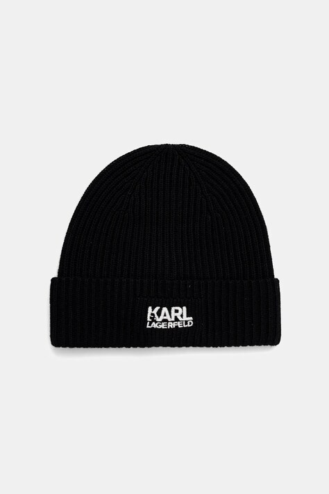 Karl Lagerfeld czapka z dodatkiem wełny kolor czarny 554305.805601