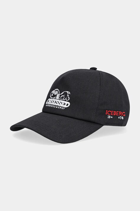 Iceberg czapka z daszkiem bawełniana kolor czarny 7105 6967